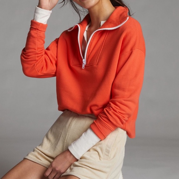 Anthropologie sundry orange quarter zip pullover - Picture 6 of 8